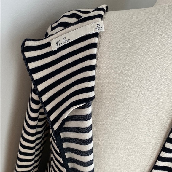 striped thick knit long sleeve dress with pockets - Picture 4 of 6